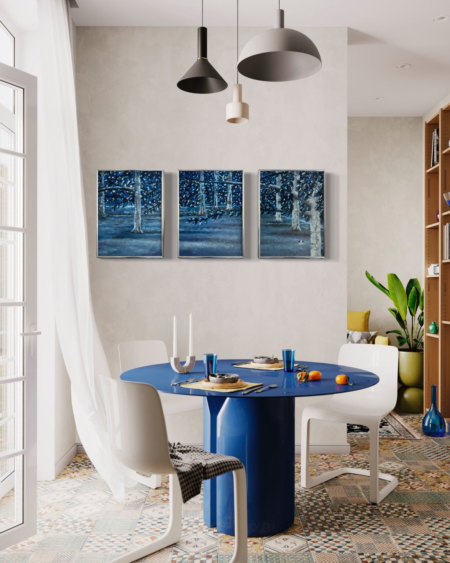 Aspens in the Night - BISHIKWABO  painting BISHIKWABO  Aspens in the Night