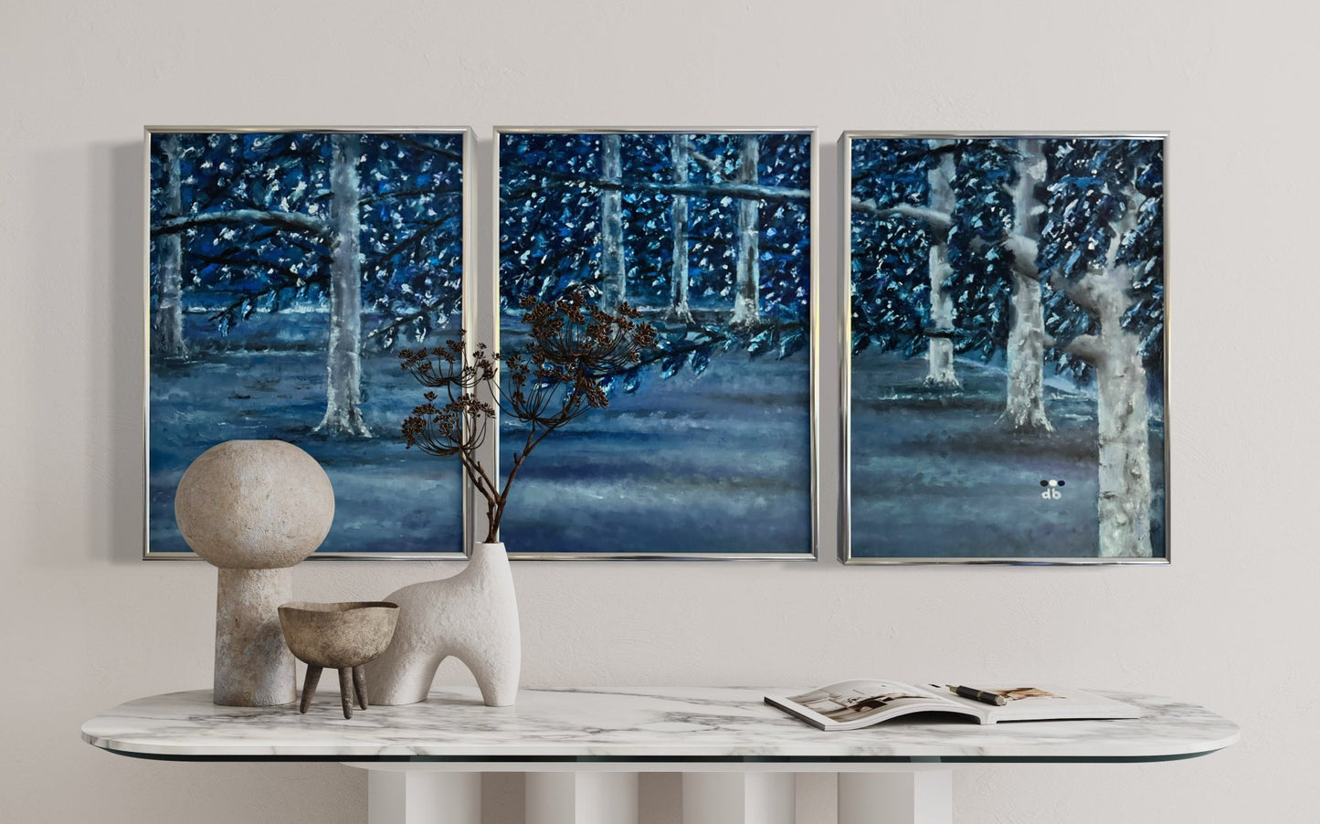 Aspens in the Night - BISHIKWABO  painting BISHIKWABO  Aspens in the Night