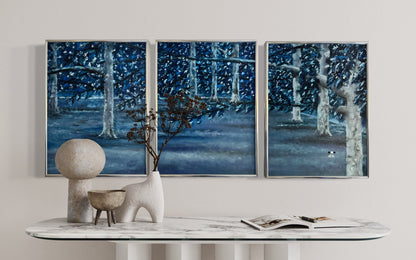 Aspens in the Night - BISHIKWABO  painting BISHIKWABO  Aspens in the Night