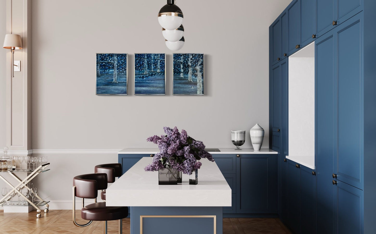 Aspens in the Night - BISHIKWABO  painting BISHIKWABO  Aspens in the Night