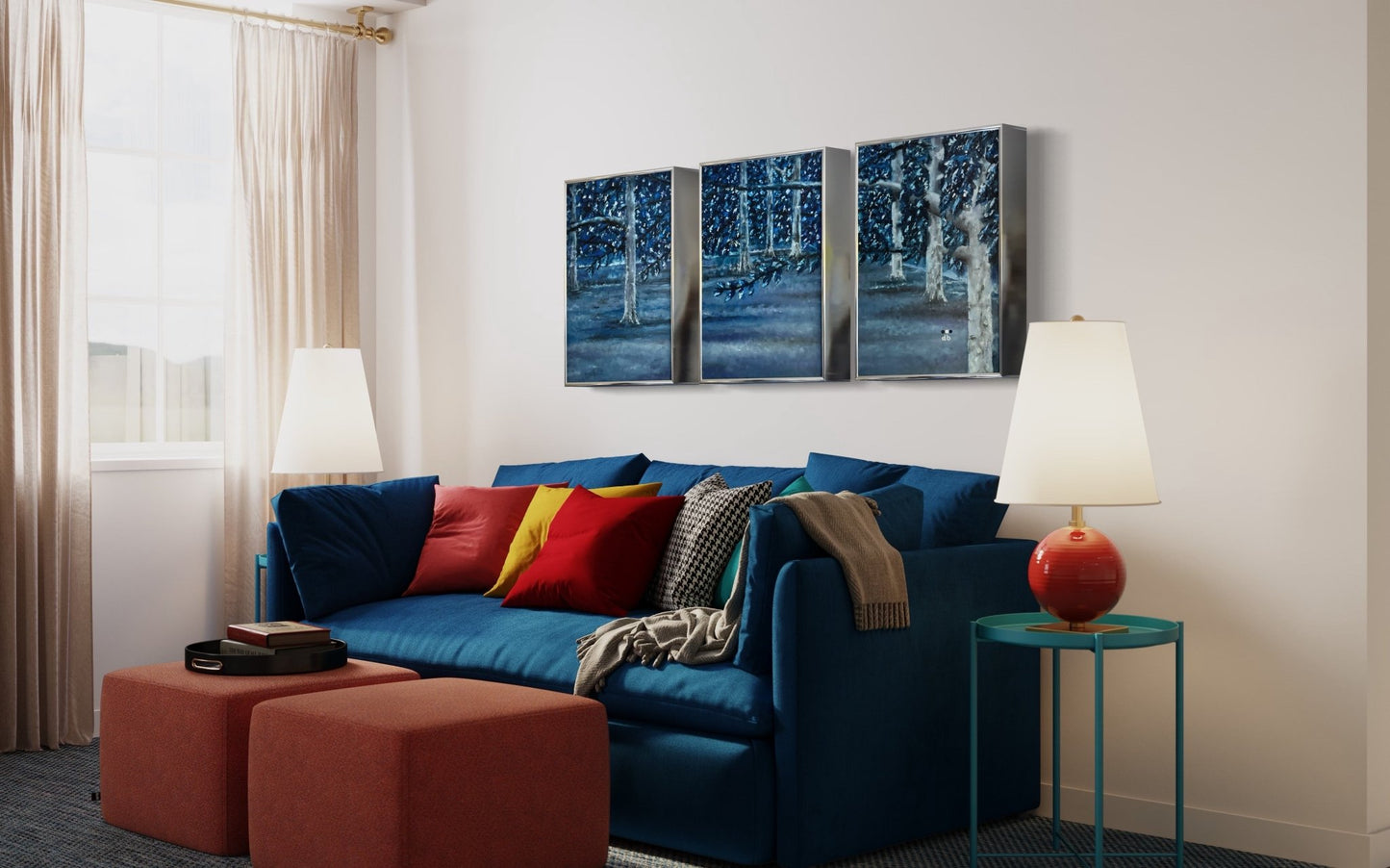 Aspens in the Night - BISHIKWABO  painting BISHIKWABO  Aspens in the Night